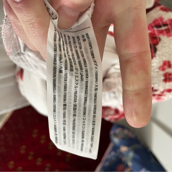 Floral Red and White Babydoll Dress size XS - Picture 6 of 6